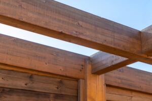 close up,view,of,aged,,dark,brown,wooden,beams,forming,an